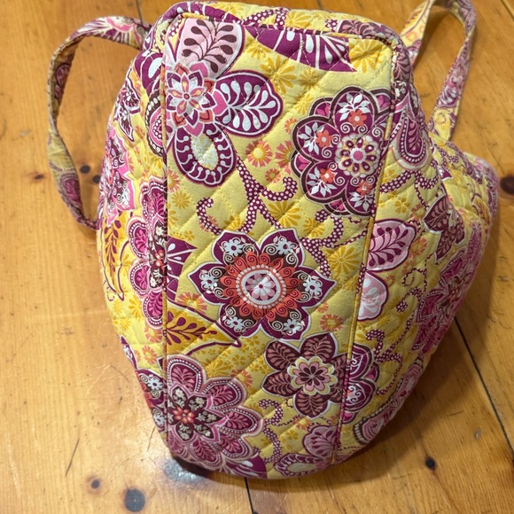 Bali Gold Floral Quilted Tote Bag Yellow and Pink vintage Boho Retired Bag - Picture 8 of 17